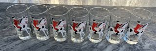 7 Vtg Libbey Tally Ho Highball Cocktail Glasses Horse Fox Hunting /steeple Chase