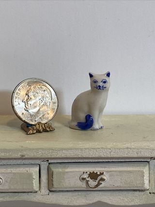 Vintage Artisan Jbh Porcelain Oriental Kitty Cat Figure Dollhouse Miniature 1:12