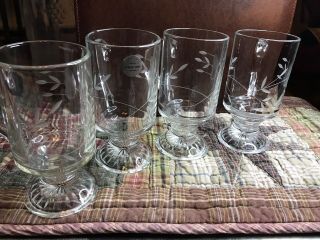 4 Vintage Princess House Heritage Glass Footed Irish Coffee Etched