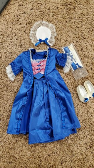 Retired American Girl Doll Felicity Blue Christmas Holiday Dress Gown