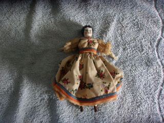 Antique 6 1/2 Inch China Doll In Outfit