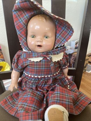 Vintage 18 Inch Doll Sleepy Eyes Composition Doll? Cloth Body Neck And Eyes Moce
