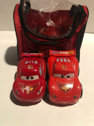 Disney Pixar Lightning Mcqueen (2) Cars With Carrying Case