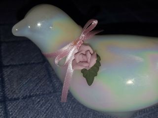 Fenton vintage (at least 30 years old,  one owner) Mother of Pearl dove with rose 2