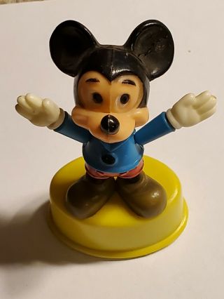 Vintage 1977 Disney Mickey Mouse 4” Push - Up Puppet Toy Gabriel Industries Rare