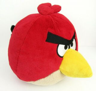 Large Red Angry Bird Stuffed Toy Plush 10 Inch Round Pillow