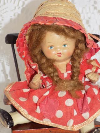 Antique German Painted Bisque Character Toddler Baby Doll Chair All