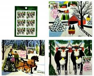Maud Lewis Agns Cards With Noel Ns Christmas Pictorial Postmark Fdc