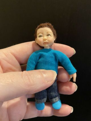 Ooak Dollhouse Miniature Little Boy 1:12 Artist Made