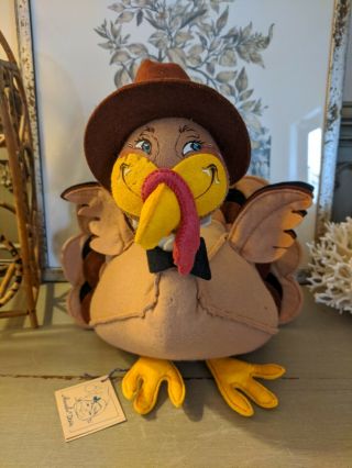 Vintage Annalee Doll Thanksgiving Turkey 1990 W/ Hat 12 "