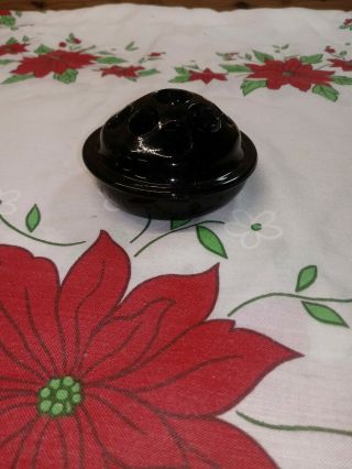 Vintage Cambridge Glass 3 9 Hole Black Glass Flower Frog Pat 
