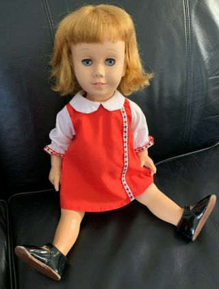 Vintage Chatty Cathy Doll 1960s With Soft Face Strawberry Blond Hair Blue Eyes