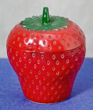 Vintage Hazel Atlas Painted Milk Glass Strawberry Jam Jar