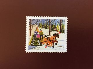 Canada Booklet Stamp - 2020 Christmas Maud Lewis Booklet Stamp W/ Double Error