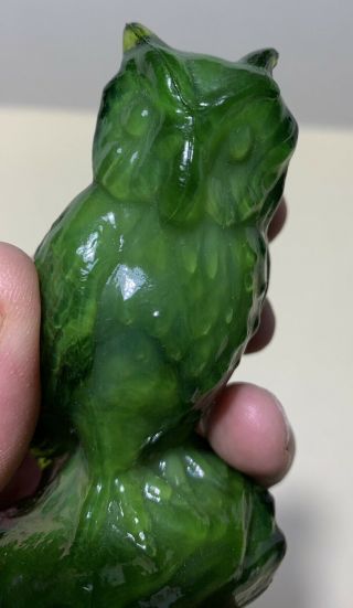 Vintage Boyd Glass Owl Figurine Green Jade Color " Green Old Lyme