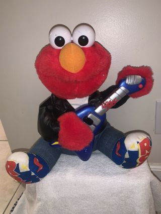 Rock N Roll Elmo W/ Guitar - Plays Music And Shakes - Tyco 1998 Vintage