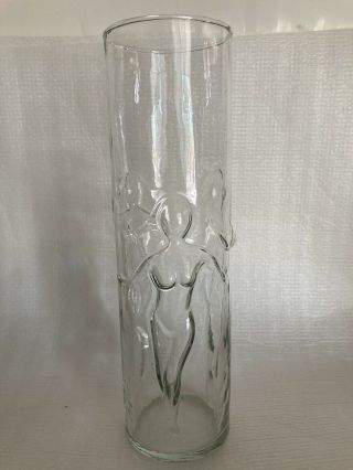 Vintage Mcm Libbey La Femme Tall Cocktail Glass 3d Nude Naked Ladies