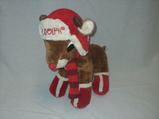 Dan Dee Rudolph The Red Nosed Reindeer Stuffed Animal Plush Scarf & Hat 12 " Nose
