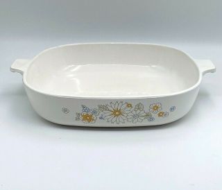 Vintage Corning Ware 9 1/2 Inch Square Baking Dish Casserole Floral Bouquet
