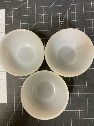 Set Of 3 Vintage Fire King White Milk Glass Oven Ware Chili Cereal Bowls.  5 "
