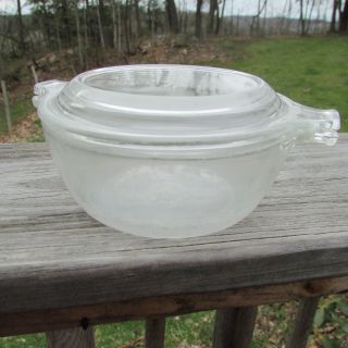 Vintage Pyrex Clear Glass 10 Oz.  Mini Round Bowl Casserole Dish With Lid 018