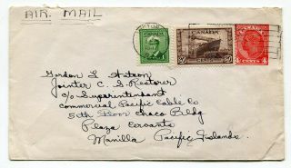 Canada Bc Victoria 1947 George Vi - Airmail Rate Cover To Manilla Philippines -