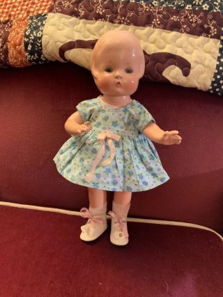 Vintage All Composition Effanbee Patsy Doll;13.  5” 1934 W/sleep Eyes,  Head Marked