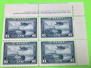 C 6 Canada Air Mail Stamps 4 Block N H