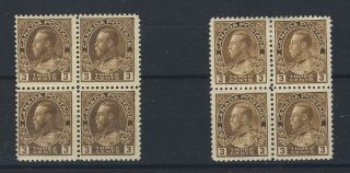 8x Canada Admiral Stamps 2x Blocks Of 4 108 - Fine 108b F/vf Guide Value=$200.  00