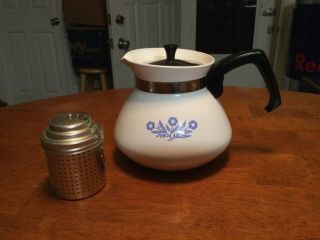 Corning Ware Stovetop 6 Cup Teapot And Aluminum Tea Ball Infuser Blue Cornflower