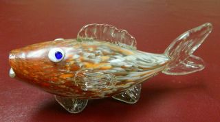 Vintage 8 " Hand Blown Millefiori Venetian Murano Glass Goldfish Figurine -