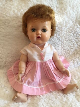 Lovely Vintage 12 1/2 “ Tiny Tears Doll W/ Rock A Bye Eyes.