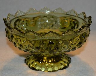 Vintage Fenton Green Glass Hobnail Candle Holder Centerpiece