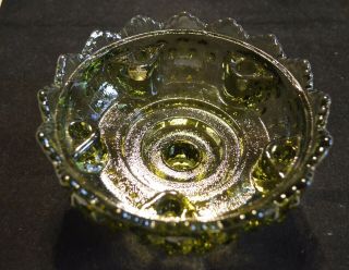 VINTAGE FENTON GREEN GLASS HOBNAIL CANDLE HOLDER CENTERPIECE 2