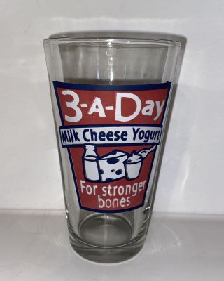 Anchor Hocking 3 A Day Milk Cheese Yogurt Vintage Glass Farmhouse Advertising