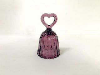 Vintage Fenton Purple Glass Bell With Heart Handle