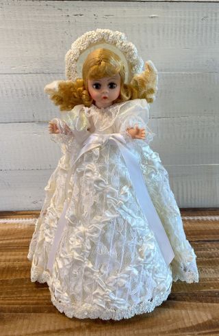 Vintage Madame Alexander Doll Angel Christmas Tree Topper 12 " White Lace Sequin