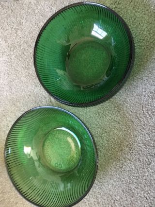 Vintage E.  O.  Brody Co.  Cleveland Depression Glass Green Ribbed Bowl 6.  25 " X2
