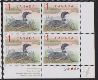 1998 Canada Sc 1687ii Lr - Wildlife Loon Definitive - Plate Block M - Nh 3419d