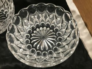 Vintage Crystal Clear Glass Thumbprint Frosted 8 - 1/4” Serving Bowls 2