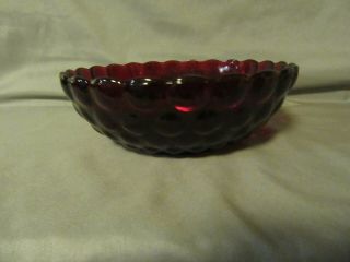 Mid Century Modern Anchor Hocking Fire King Ruby Red Bowl Bubble Pattern 1960 