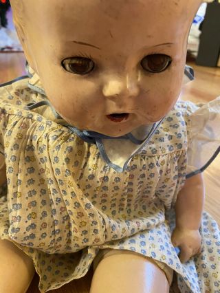 Antique Composition Doll Teeth Baby Dress Small Flaws Talk Box (not Work
