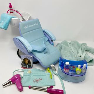 American Girl Doll Spa Chair Blue Salon Accessories Foot Bath Sounds Retired