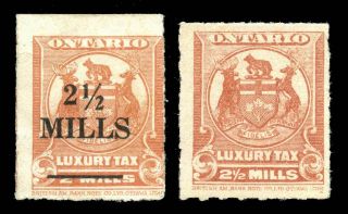 Canada Revenue - Ontario Luxury Tax 1926 - Olt1 & Olt2 - F/vf