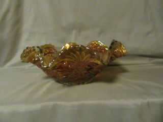 Vintage Imperial Carnival Glass Bowl Hobstar Pattern Ruffled Scalloped Rim 50 