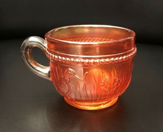 Dugan Carnival Glass Marigold Stork And Rushes Punch Cup