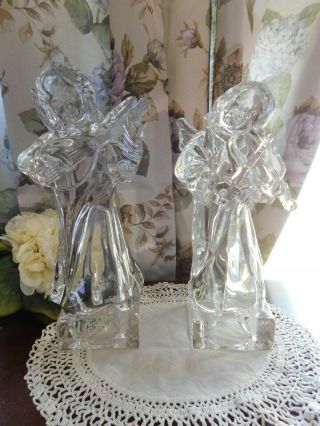 Set Of 2 Mikasa Lead Crystal Angel Figurines Made In Germany 8 "
