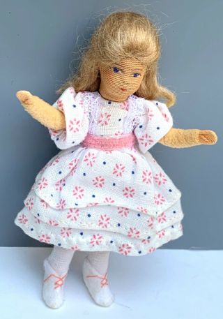 1:12 Erna Meyer Vintage Dollhouse Miniature Stockinette Girl Doll Germany