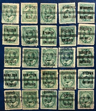 Canada 1903 89xx King Edward Vii 1 Cent Green 25 City Precancel Stamps
