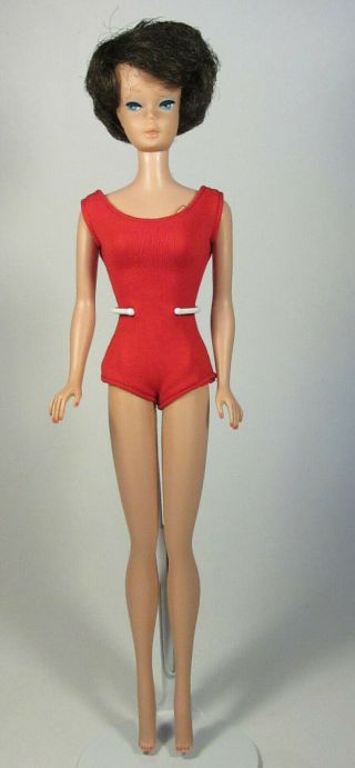 Vintage Barbie Brunette Bubblecut Doll 1960 Mattel Made In Japan Swimsuit